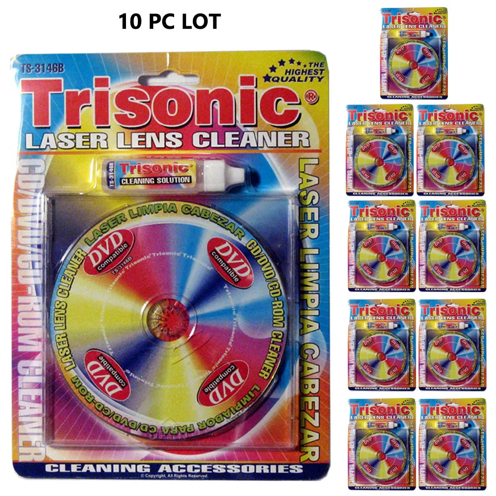 10 PC LOT CD Laser Lens Console Cleaners CD-ROM DVD CD Cleaning Liquid Included