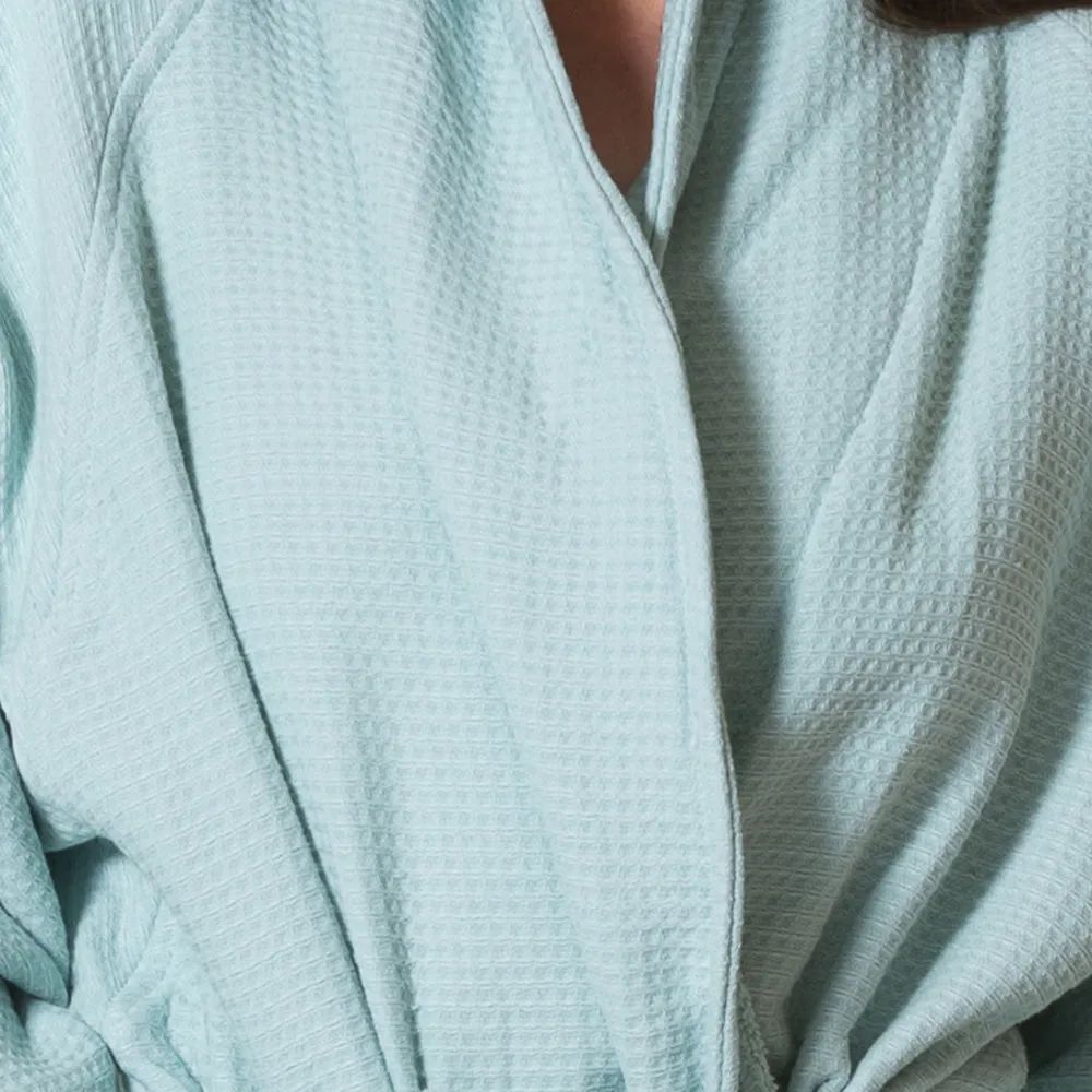 100% Cotton Bathrobe | Waffle Unisex | Ultra Soft | Absorbent | Durable | Medium | Aqua