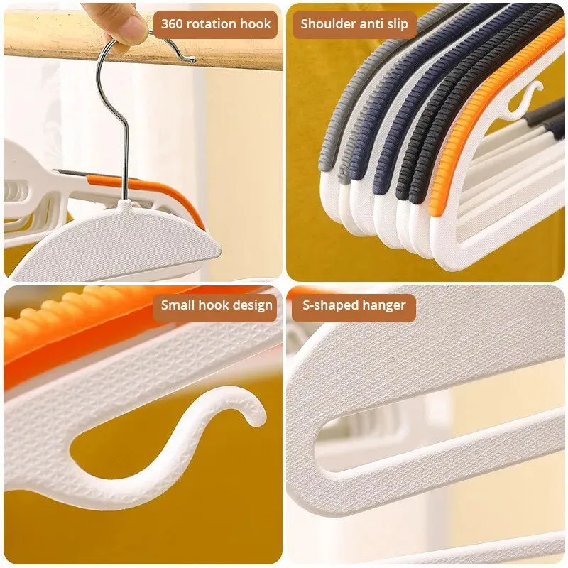 10pcs Multifunctional Wet Dry Hangers Black Orange Grey Anti Slip for Bedroom Wardrobe