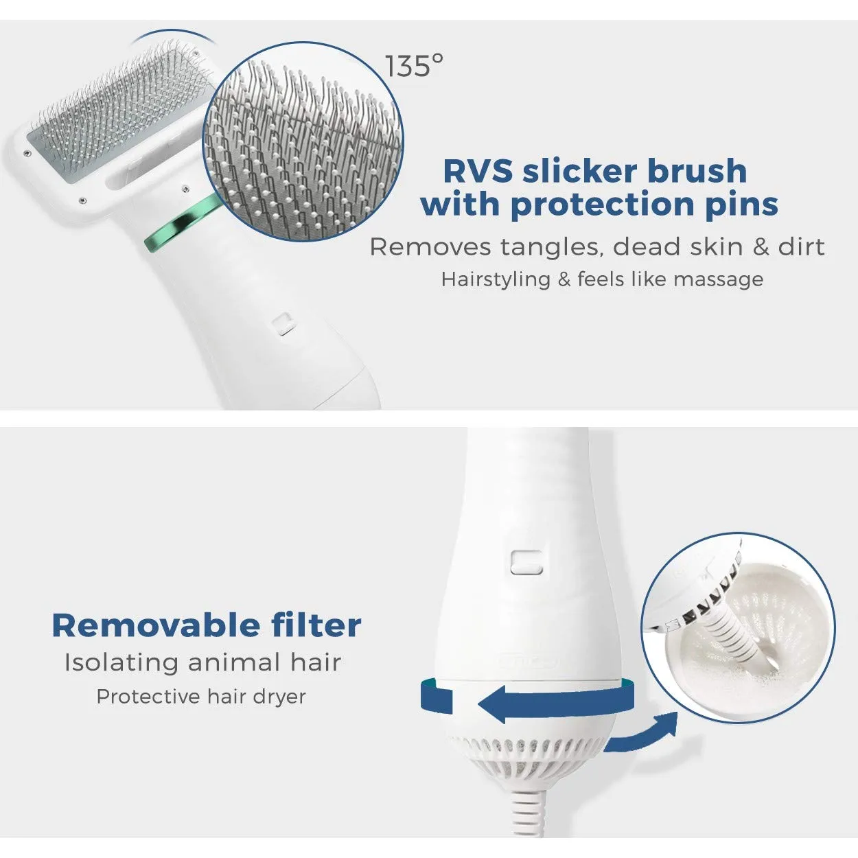2 in 1 Pet Hair Dryer with Slicker Brush