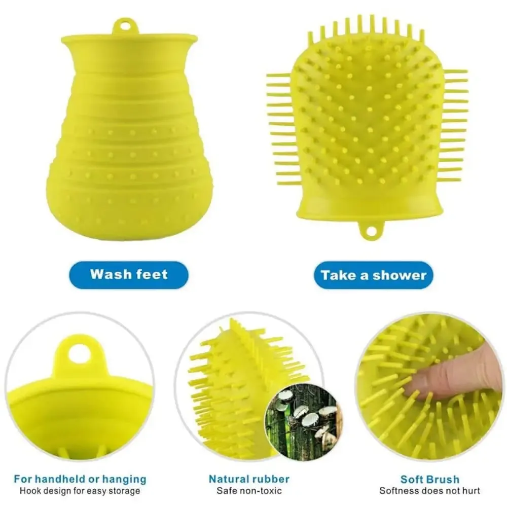 2 in 1 Portable Soft Silicone Paw Effectively Cleaner Shower Brush for Dogs and Cats
