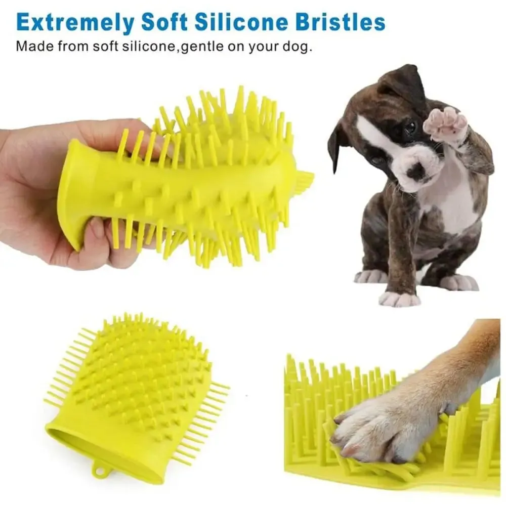 2 in 1 Portable Soft Silicone Paw Effectively Cleaner Shower Brush for Dogs and Cats