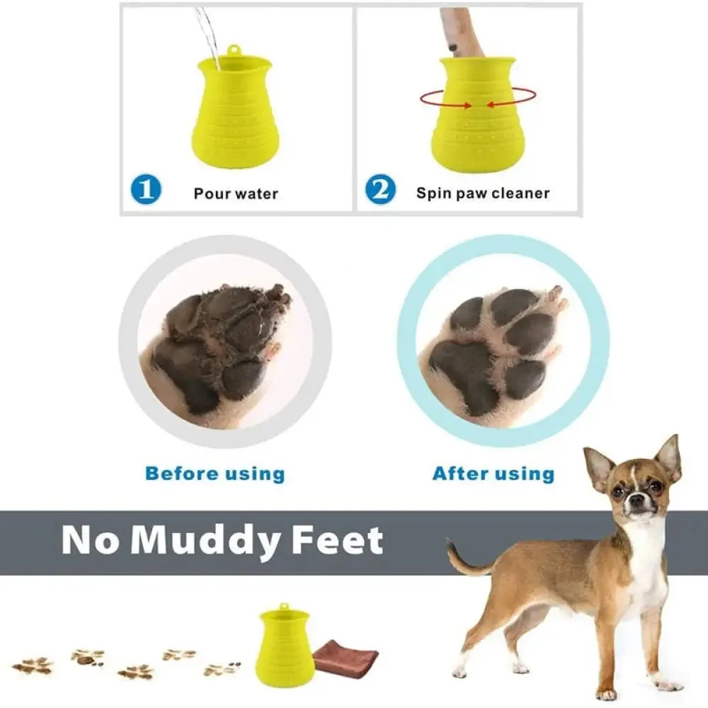 2 in 1 Portable Soft Silicone Paw Effectively Cleaner Shower Brush for Dogs and Cats