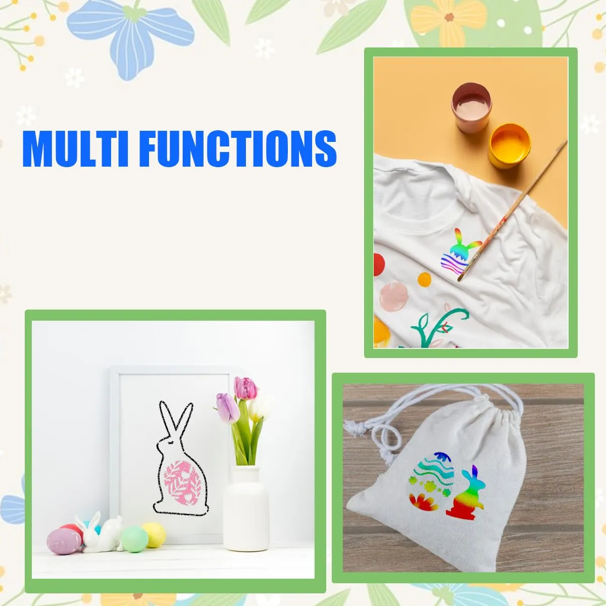 Bowitzki Reusable Easter Face Paint Stencils for Body Art Painting Bunny Face Paint Stencils Halloween Party Makeup Stencils (Easter)