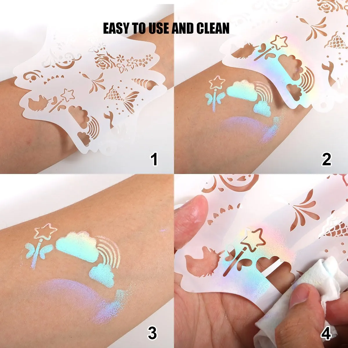 Bowitzki Reusable Face Paint Stencils for Body Art Painting Halloween Christmas Makeup Stencils (Hero&Fairy)