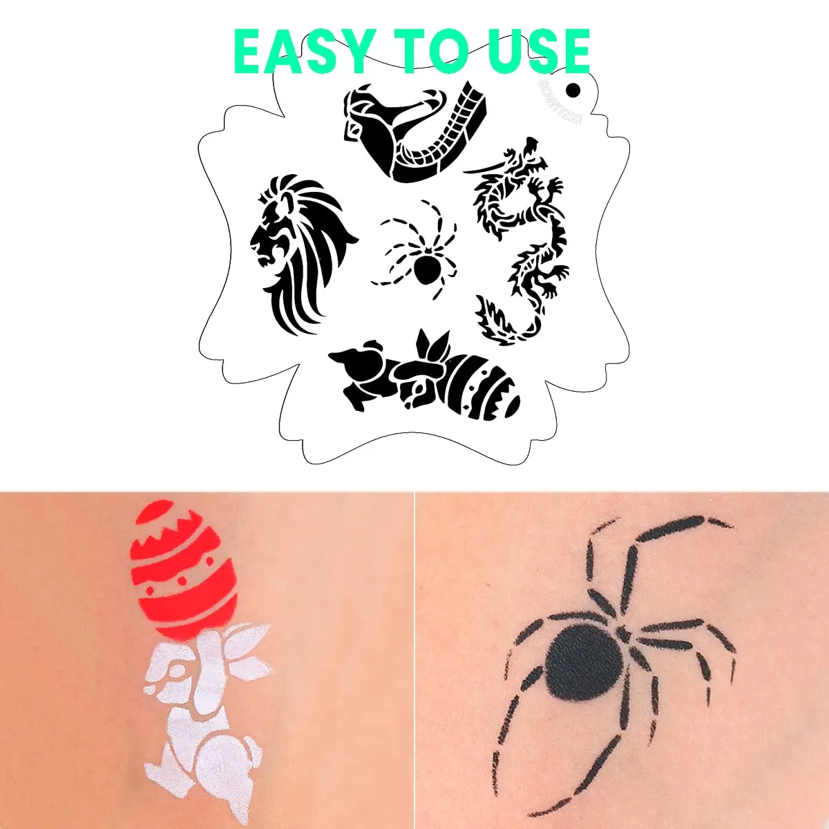 Bowitzki Reusable Face Paint Stencils for Body Art Painting Halloween Party Makeup Temporary Tattoos Stencils (Animal-1)
