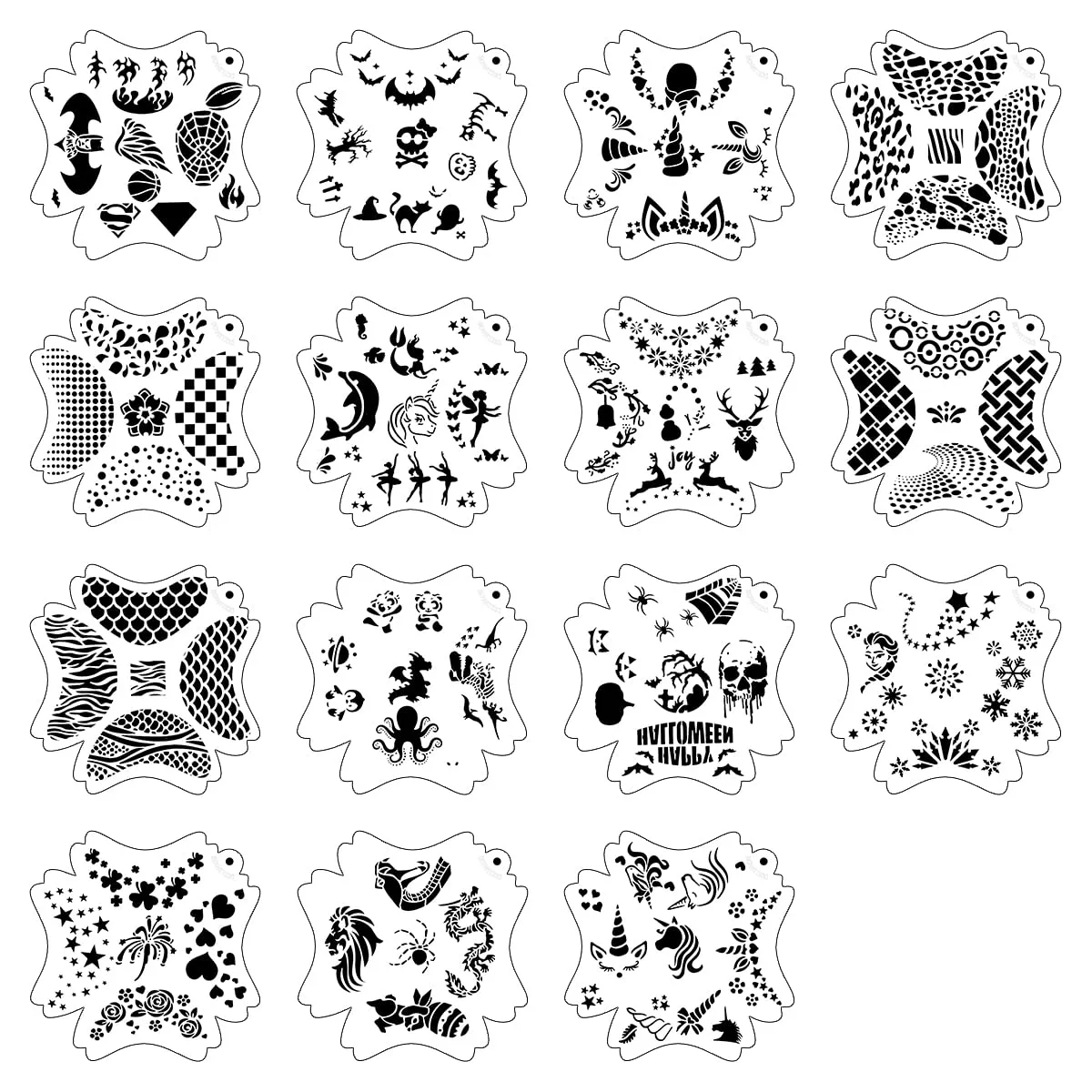 Bowitzki Reusable Face Paint Stencils for Body Art Painting Halloween Party Makeup Temporary Tattoos Stencils (Animal-1)