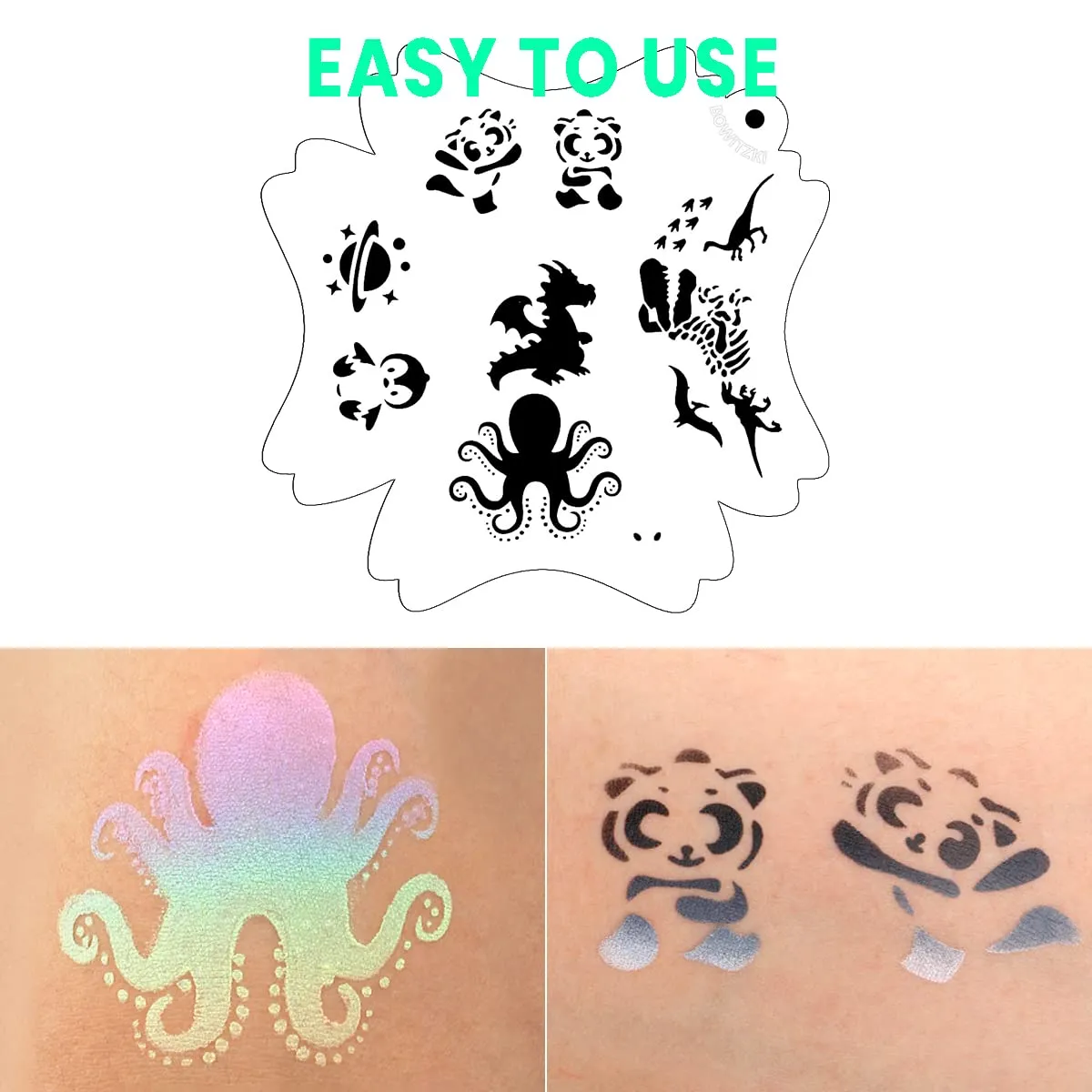 Bowitzki Reusable Face Paint Stencils for Body Art Painting Halloween Party Makeup Temporary Tattoos Stencils (Animal-2)