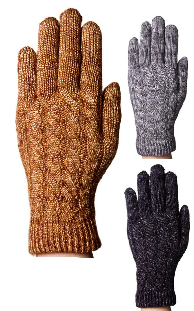 JG509 Knit Twist Pattern Metallic Gloves (12prs Pack)