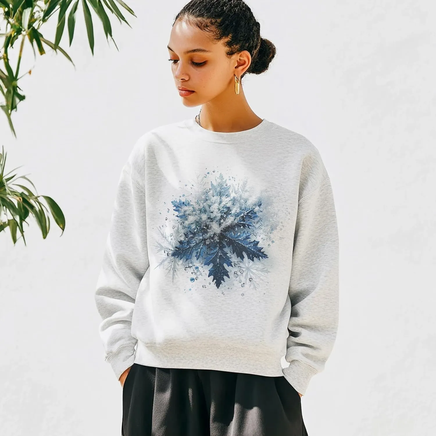 TeenFighter Loose fit Soft Velvet Lining Crewneck Graphic Sweatshirt for Women - Girls Fleece Lined Pullover Shirts